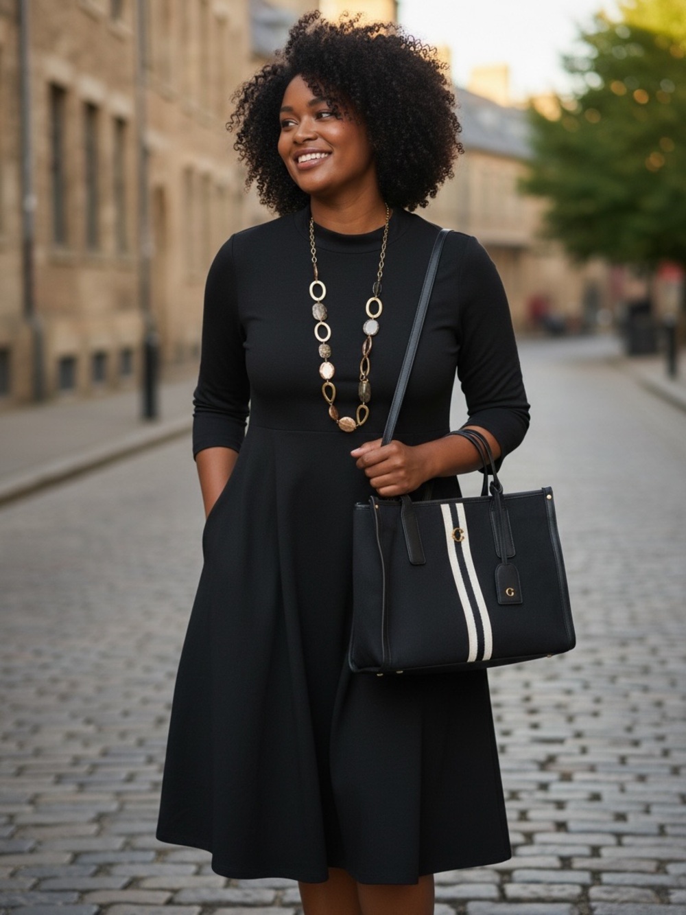 Beautiful plus size Torrid ribbed dress paired with a statemenr necklace